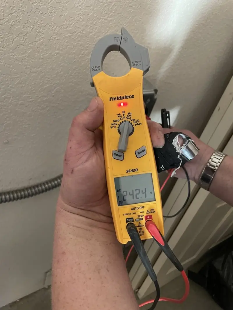 Voltage testing with clamp meter during Electrical Installation Services in Carolina Beach